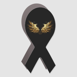Golden Angel Wings on Black background Car Magnet