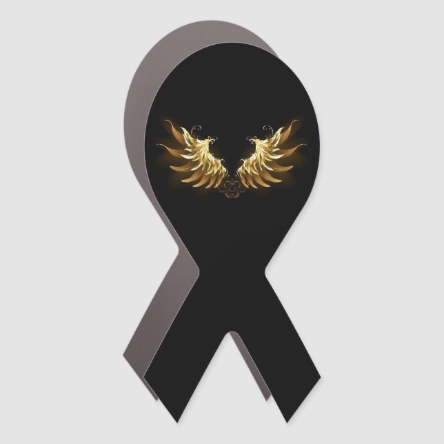 Golden Angel Wings on Black background Car Magnet (Front)