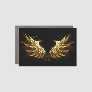 Golden Angel Wings on Black background Car Magnet