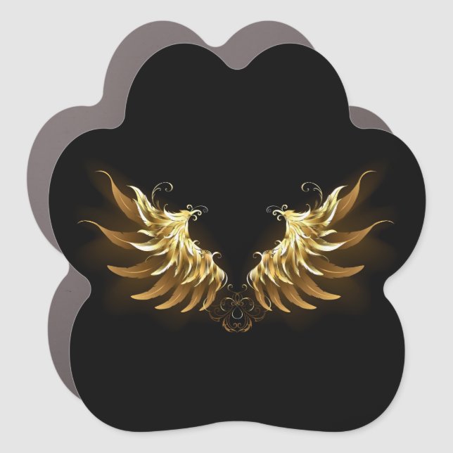 Golden Angel Wings on Black background Car Magnet (Front)