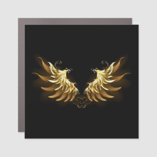 Golden Angel Wings on Black background Car Magnet