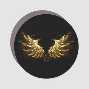 Golden Angel Wings on Black background Car Magnet