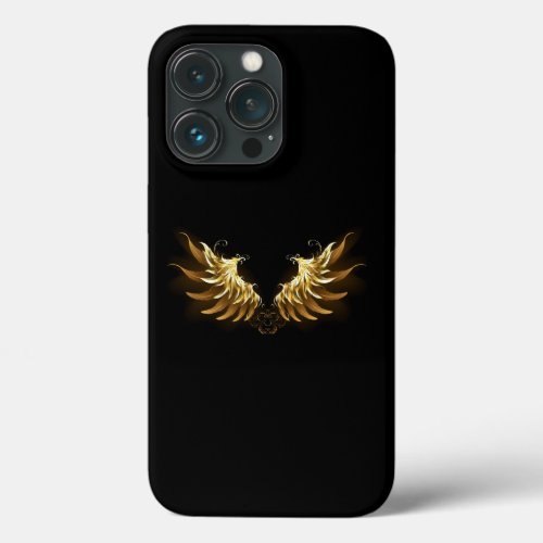 Golden Angel Wings on Black background iPhone 13 Pro Case