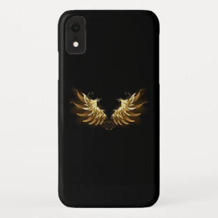 Golden Angel Wings on Black background iPhone XR Case