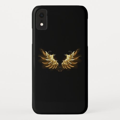 Golden Angel Wings on Black background iPhone XR Case