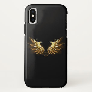 Golden Angel Wings on Black background iPhone X Case