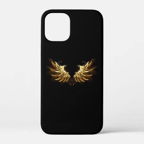 Golden Angel Wings on Black background iPhone 12 Mini Case