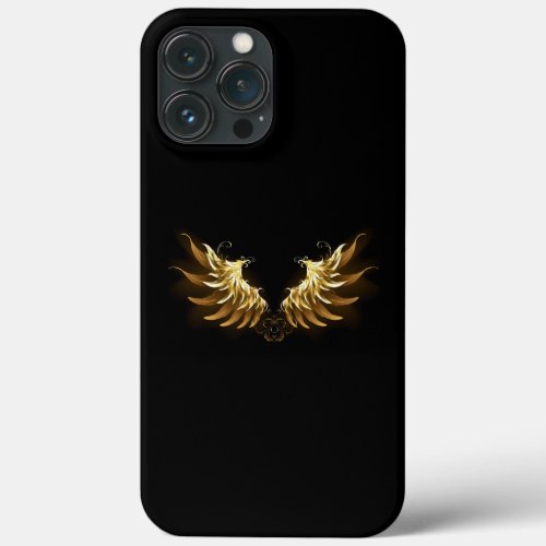 Golden Angel Wings on Black background iPhone 13 Pro Max Case