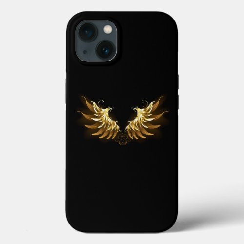 Golden Angel Wings on Black background iPhone 13 Case
