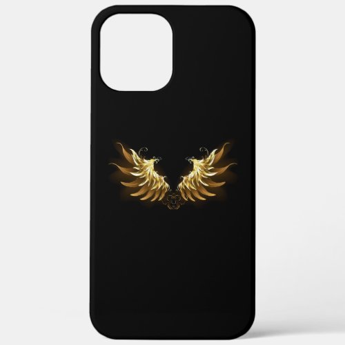 Golden Angel Wings on Black background iPhone 12 Pro Max Case