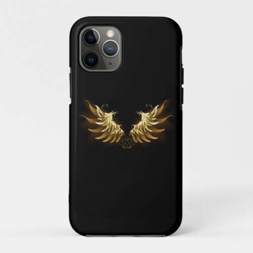 Golden Angel Wings on Black background iPhone 11 Pro Case