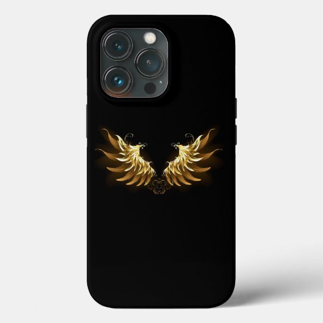 Golden Angel Wings on Black background Case-Mate iPhone Case (Back)