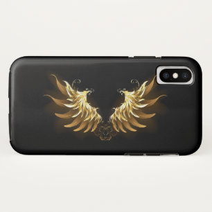 Golden Angel Wings on Black background iPhone XS Case