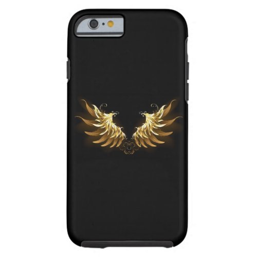 Golden Angel Wings on Black background Tough iPhone 6 Case
