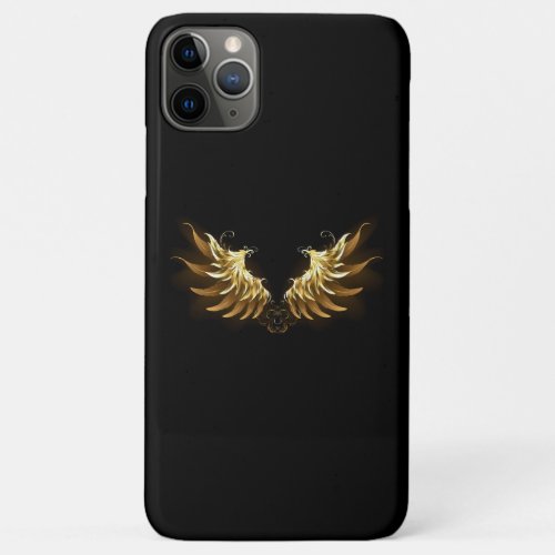 Golden Angel Wings on Black background iPhone 11 Pro Max Case