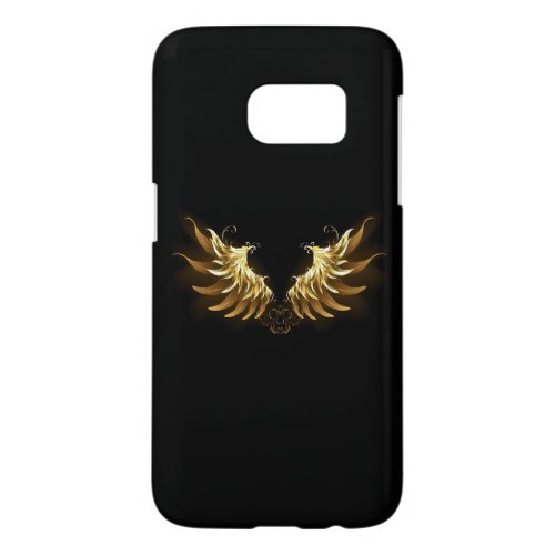 Golden Angel Wings on Black background Samsung Galaxy S7 Case
