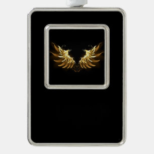 Golden Angel Wings on Black background Christmas Ornament
