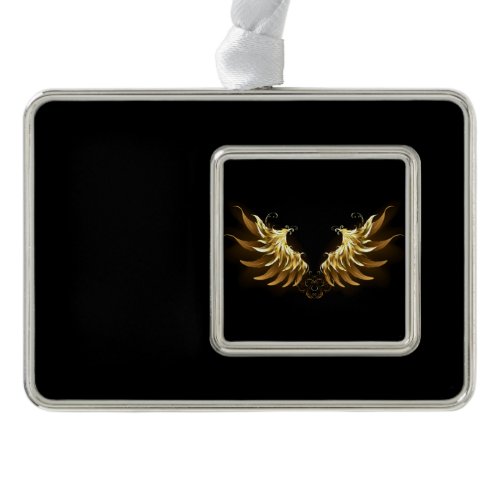 Golden Angel Wings on Black background Christmas Ornament