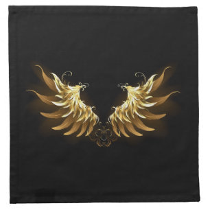 Golden Angel Wings on Black background Cloth Napkin
