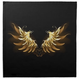 Golden Angel Wings on Black background Cloth Napkin