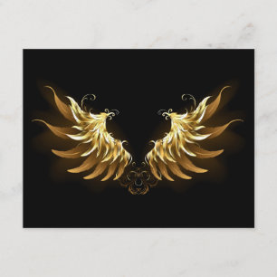 Golden Angel Wings on Black background Enclosure Card