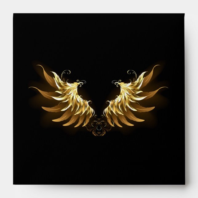 Golden Angel Wings on Black background Envelope (Front)