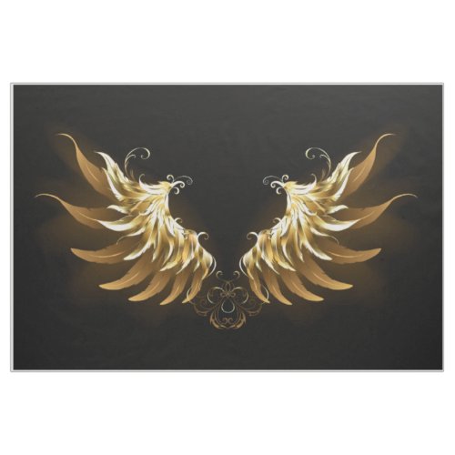 Golden Angel Wings on Black background Fabric