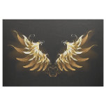 Golden Angel Wings on Black background Fabric