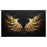 Golden Angel Wings on Black background Fabric