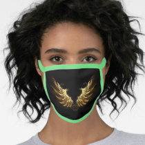 Golden Angel Wings on Black background Face Mask