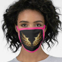 Golden Angel Wings on Black background Face Mask
