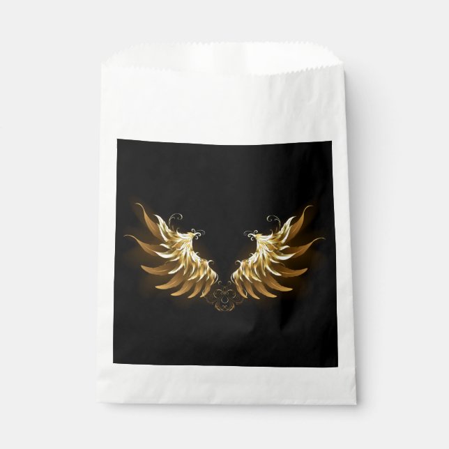 Golden Angel Wings on Black background Favor Bag (Front)