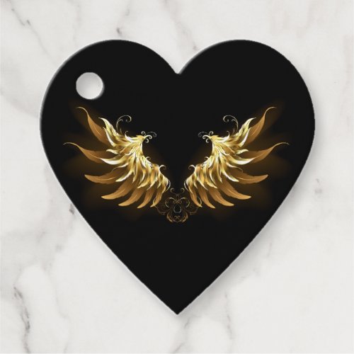 Golden Angel Wings on Black background Favor Tags