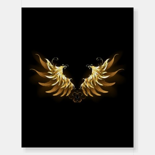 Golden Angel Wings on Black background Foam Board