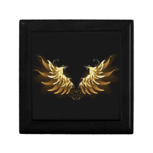 Golden Angel Wings on Black background Gift Box