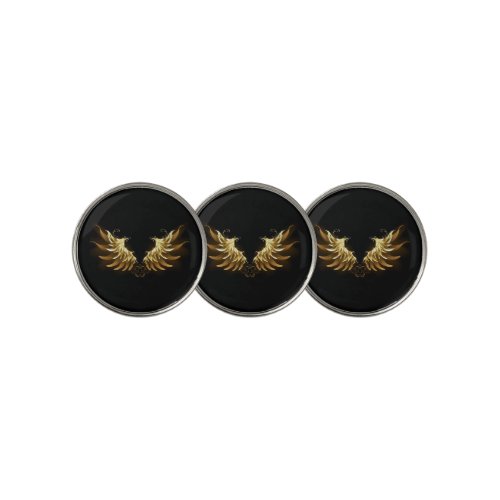 Golden Angel Wings on Black background Golf Ball Marker