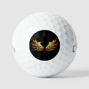 Golden Angel Wings on Black background Golf Balls