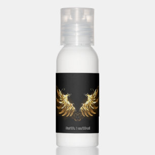 Golden Angel Wings on Black background Hand Lotion