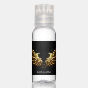 Golden Angel Wings on Black background Hand Sanitizer