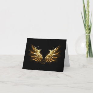 Golden Angel Wings on Black background Holiday Card