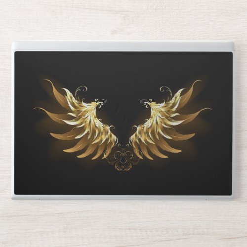 Golden Angel Wings on Black background HP Laptop Skin