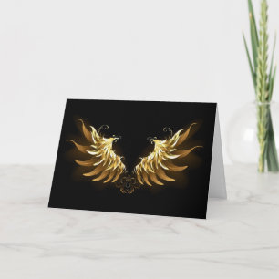 Golden Angel Wings on Black background Invitation
