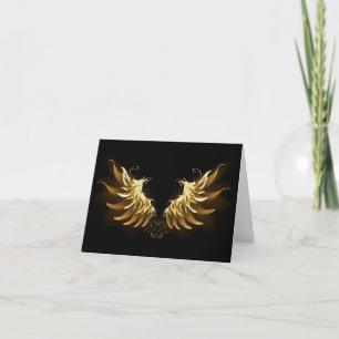 Golden Angel Wings on Black background Invitation