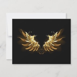Golden Angel Wings on Black background Invitation