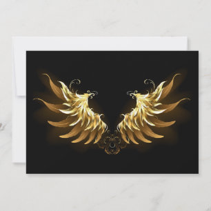 Golden Angel Wings on Black background Invitation