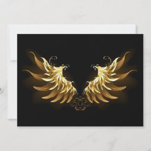 Golden Angel Wings on Black background Invitation