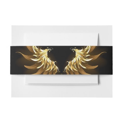 Golden Angel Wings on Black background Invitation Belly Band