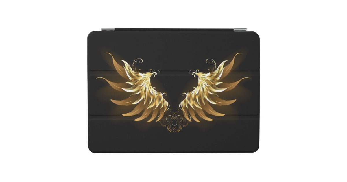 Golden Angel Wings on Black background iPad Air Cover | Zazzle
