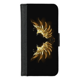 Golden Angel Wings on Black background iPhone 8/7 Wallet Case