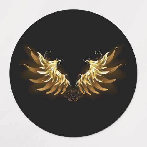 Golden Angel Wings on Black background Kids Labels